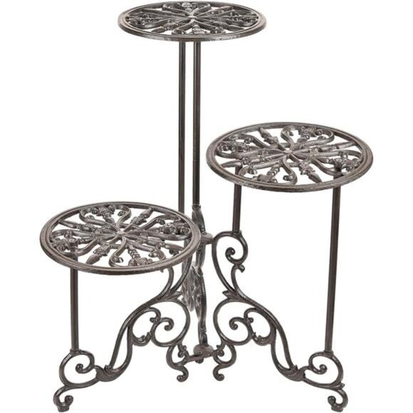 Heavy Duty Cast Iron Plant stand, 3 Tier Foldable Metal Plant Shelf - Picture 1 of 7